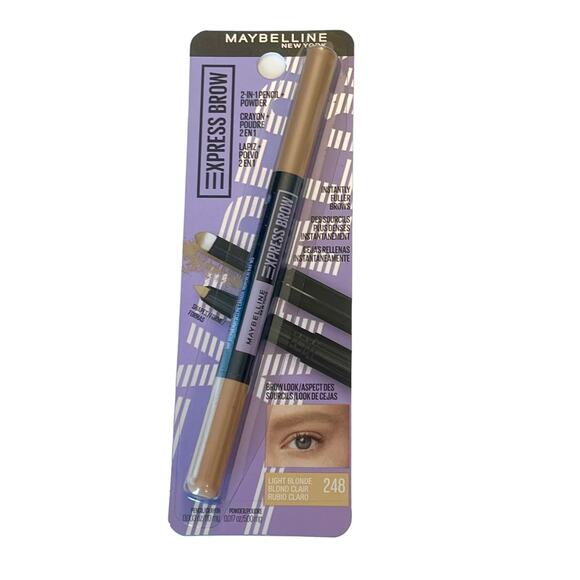 NEW Maybelline Express BROW PENCIL 2 In 1 Powder Eyebrow Makeup 248 Light Blonde - Picture 6 of 10